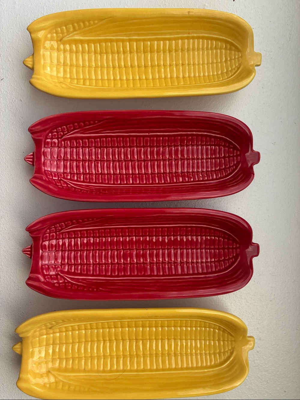 Sur La Table Vintage Ceramic Corn Serving Dishes - Red & Yellow Set